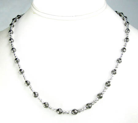 925 black & white sterling silver diamond cut bead chain 18-24 inch 4.75mm