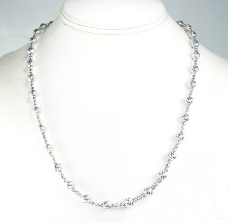 925 white sterling silver diamond cut bead chain 20-24 inch 5.75mm