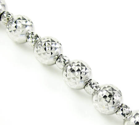 14k white gold diamond cut bead chain 18-30 inch 5.50mm