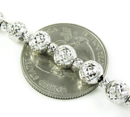 14k white gold diamond cut bead chain 18-30 inch 5.50mm