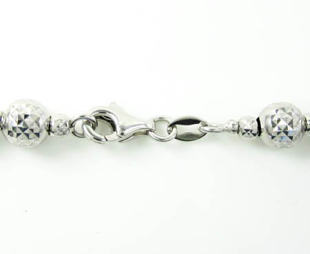 14k white gold diamond cut bead chain 18-30 inch 5.50mm