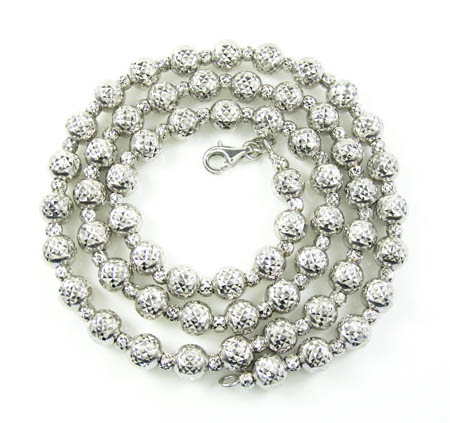 14k white gold diamond cut bead chain 18-30 inch 5.50mm
