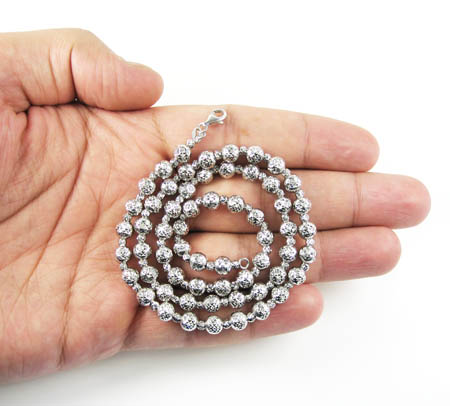 14k white gold diamond cut bead chain 18-30 inch 5.50mm