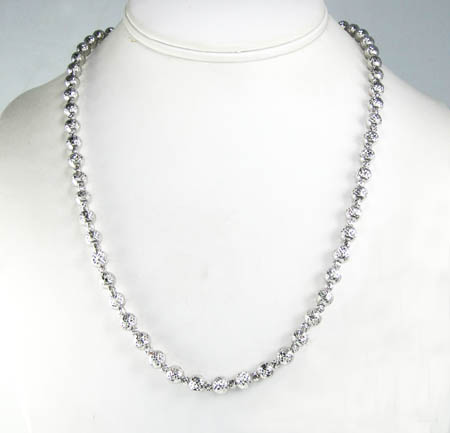 14k white gold diamond cut bead chain 18-30 inch 5.50mm