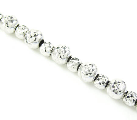 14k white gold diamond cut bead chain 16-30 inch 4.75mm