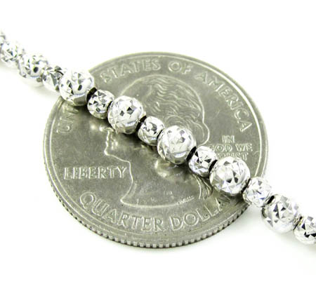 14k white gold diamond cut bead chain 16-30 inch 4.75mm