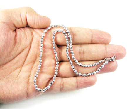 14k white gold diamond cut bead chain 16-30 inch 4.75mm