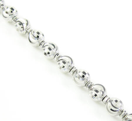 14k white gold diamond cut bead chain 16-30 inch 3.50mm