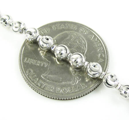 14k white gold diamond cut bead chain 16-30 inch 3.50mm