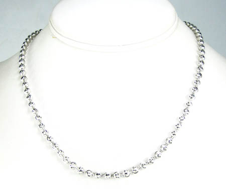 14k white gold diamond cut bead chain 16-30 inch 3.50mm