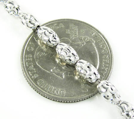 14k white gold diamond cut oval bead chain 16-30 inch 3.75mm