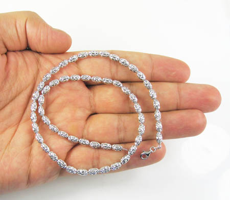 14k white gold diamond cut oval bead chain 16-30 inch 3.75mm