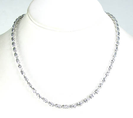 14k white gold diamond cut oval bead chain 16-30 inch 3.75mm