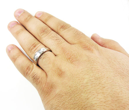 Mens baraka 18k white gold wedding band screw ring