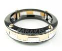 Mens baraka 18k white & rose gold black ceramic wedding band screw ring