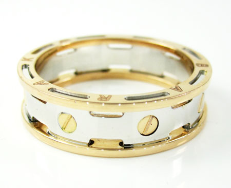 Mens baraka 18k white & rose gold wedding band screw ring - Image 2