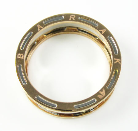 Mens baraka 18k white & rose gold wedding band screw ring