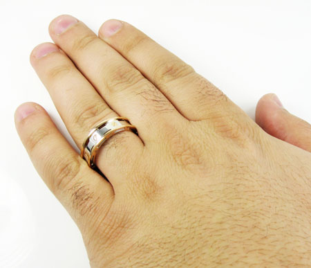 Mens baraka 18k white & rose gold wedding band screw ring