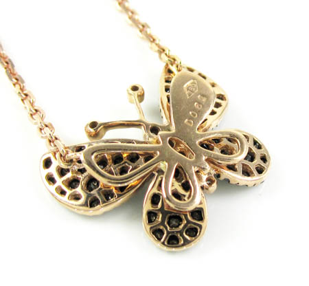 18k rose gold white & black diamond butterfly pendant 0.64ct