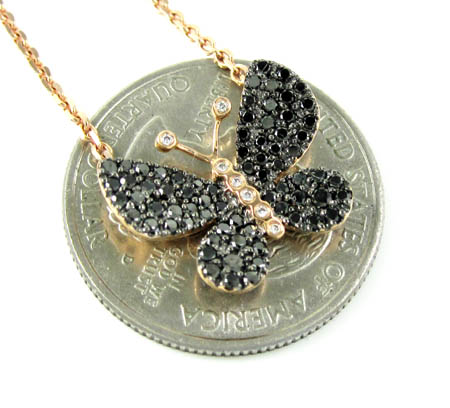 18k rose gold white & black diamond butterfly pendant 0.64ct - Image 7