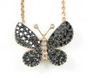 18k rose gold white & black diamond butterfly pendant 0.64ct