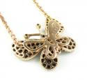 18k rose gold white & black diamond butterfly pendant 0.64ct