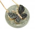 18k rose gold white & black diamond butterfly pendant 0.64ct