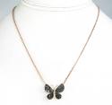 18k rose gold white & black diamond butterfly pendant 0.64ct