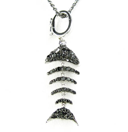 18k white gold black diamond zodiac pendant 0.35ct
