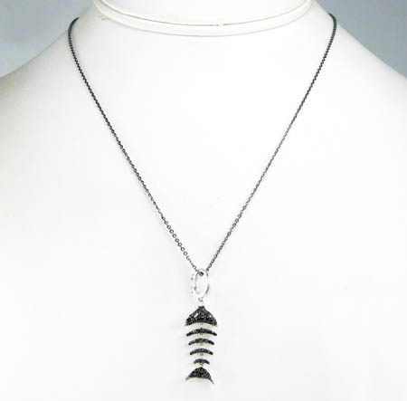 18k white gold black diamond zodiac pendant 0.35ct