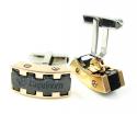 Mens baraka 18k rose & white gold & black ceramic capricorn cufflinks