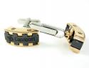 Mens baraka 18k rose & white gold & black ceramic capricorn cufflinks