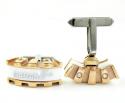 Mens baraka 18k rose & white gold & white ceramic diamond cufflinks 0.16ct