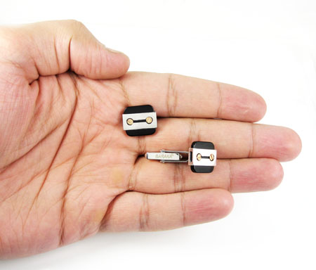 Mens baraka 18k rose & white gold gold & black ceramic cufflinks - Image 4