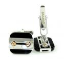 Mens baraka 18k rose & white gold gold & black ceramic cufflinks