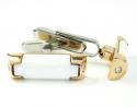 Mens baraka 18k rose & white gold & white ceramic diamond cufflinks 0.08ct