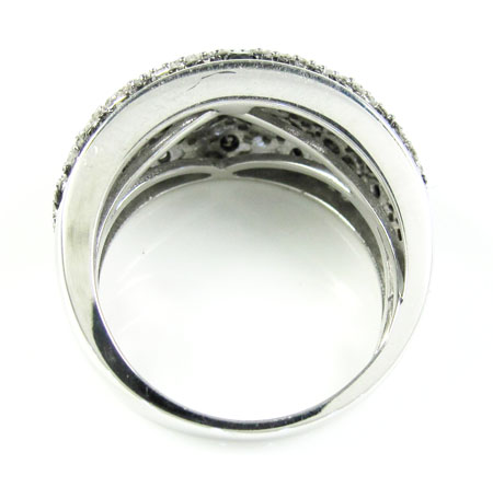 Ladies 14k white gold black & white diamond cocktail ring 1.45ct