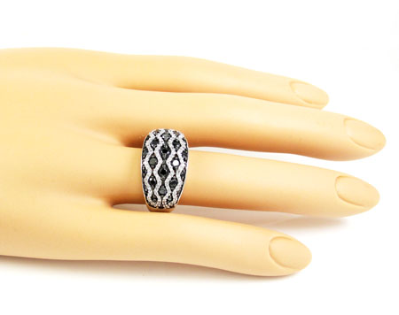 Ladies 14k white gold black & white diamond cocktail ring 1.45ct - Image 6