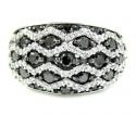 Ladies 14k white gold black & white diamond cocktail ring 1.45ct