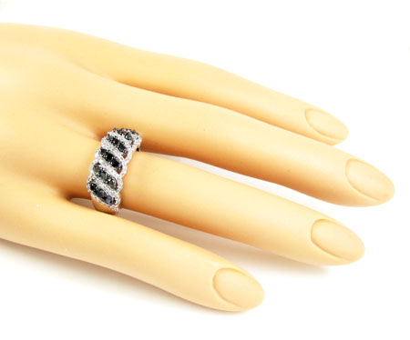 Ladies 14k white gold black & white diamond fashion ring 1.15ct - Image 5