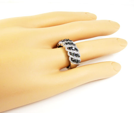 Ladies 14k white gold black & white diamond fashion ring 1.15ct - Image 6