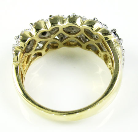 Ladies 14k yellow gold black & white diamond fashion ring 1.15ct