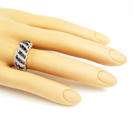 Ladies 14k yellow gold black & white diamond fashion ring 1.15ct