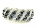 Ladies 14k yellow gold black & white diamond fashion ring 1.15ct