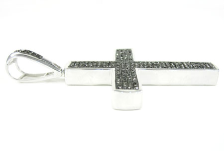 Mens 14k gold black diamond cross 1.15ct
