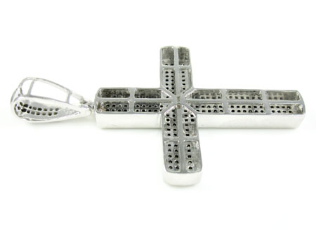 Mens 14k gold black diamond cross 1.15ct