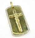 Mens 10k gold diamond jesus cross dog tag pendant 0.55ct