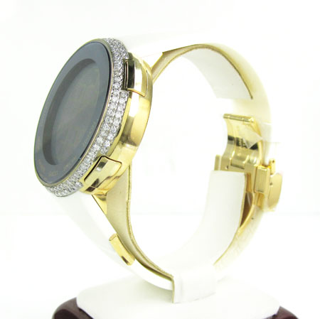 Mens diamond yellow igucci digital watch 2.00ct
