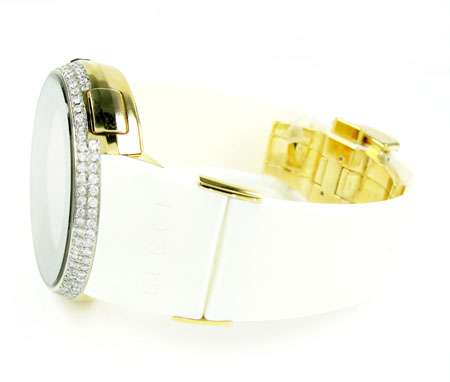 Mens diamond yellow igucci digital watch 2.00ct