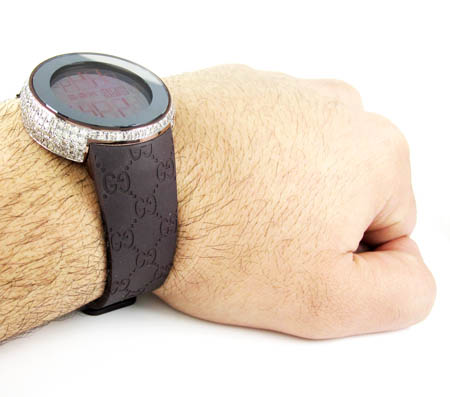 Mens full diamond case  igucci digital watch 5.50ct
